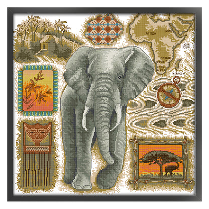 African Elephant - 14CT Stamped Cross Stitch 41*41CM