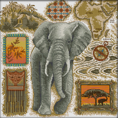 African Elephant - 14CT Stamped Cross Stitch 41*41CM