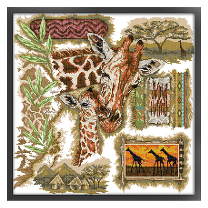 African Giraffe - 14CT Stamped Cross Stitch 41*41CM