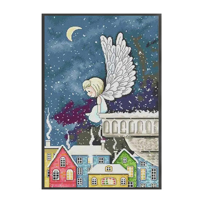 Night Snow Angel - 14CT Stamped Cross Stitch 35*54CM