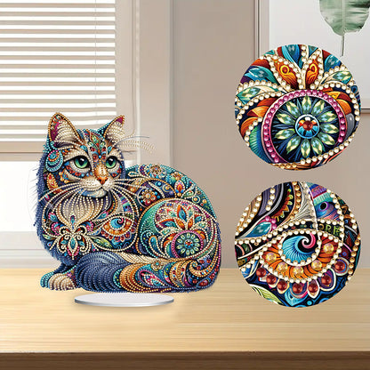 Diamond Painting Desktop Decoration for Office Desktop Decor (Gorgeous Cat)