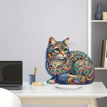 Diamond Painting Desktop Decoration for Office Desktop Decor (Gorgeous Cat)