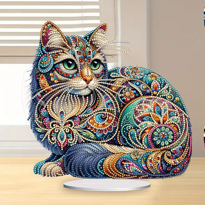 Diamond Painting Desktop Decoration for Office Desktop Decor (Gorgeous Cat)