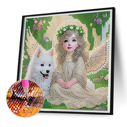 Little Angel And Wolf Cub - Full Special Shaped Drill Diamond Painting 30*30CM