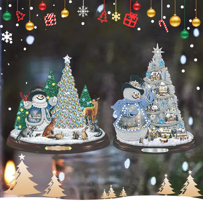 2 PCS Christmas Snowman Special Shape Diamond Painting Sticker for Boy Girl Gift