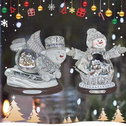 2 PCS Christmas Snowman Special Shape Diamond Painting Sticker for Boy Girl Gift