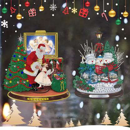 2 PCS Santa Snowman Special Shape Diamond Painting Sticker for Boy Girl Gift