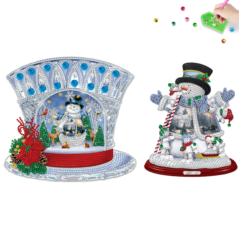 2 PCS Christmas Snowman Special Shape Diamond Painting Sticker for Boy Girl Gift