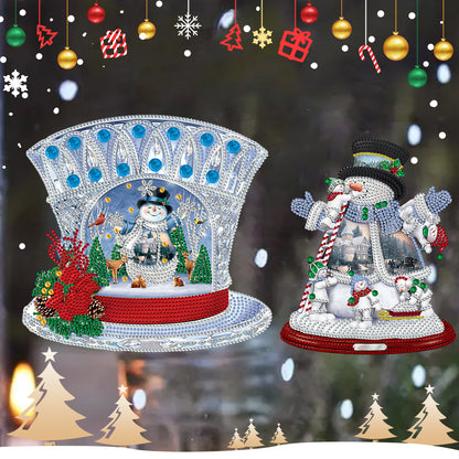 2 PCS Christmas Snowman Special Shape Diamond Painting Sticker for Boy Girl Gift