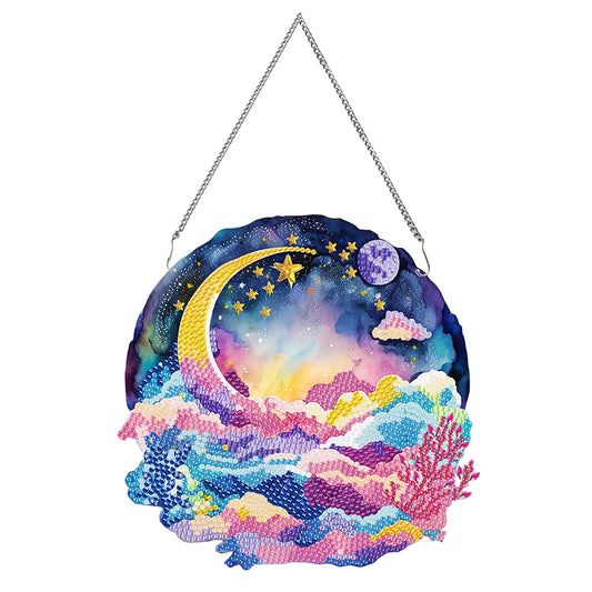 Acrylic Coloured Clouds Starry Sky Single-Sided Diamond Painting Hanging Pendant