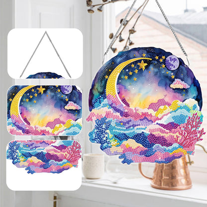 Acrylic Coloured Clouds Starry Sky Single-Sided Diamond Painting Hanging Pendant