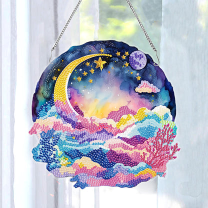 Acrylic Coloured Clouds Starry Sky Single-Sided Diamond Painting Hanging Pendant