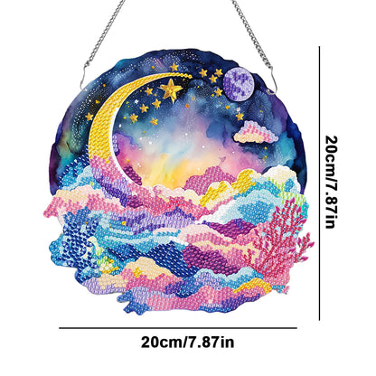 Acrylic Coloured Clouds Starry Sky Single-Sided Diamond Painting Hanging Pendant