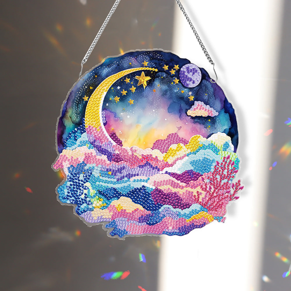 Acrylic Coloured Clouds Starry Sky Single-Sided Diamond Painting Hanging Pendant