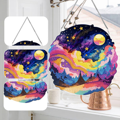 Acrylic Coloured Clouds Starry Sky Single-Sided Diamond Painting Hanging Pendant