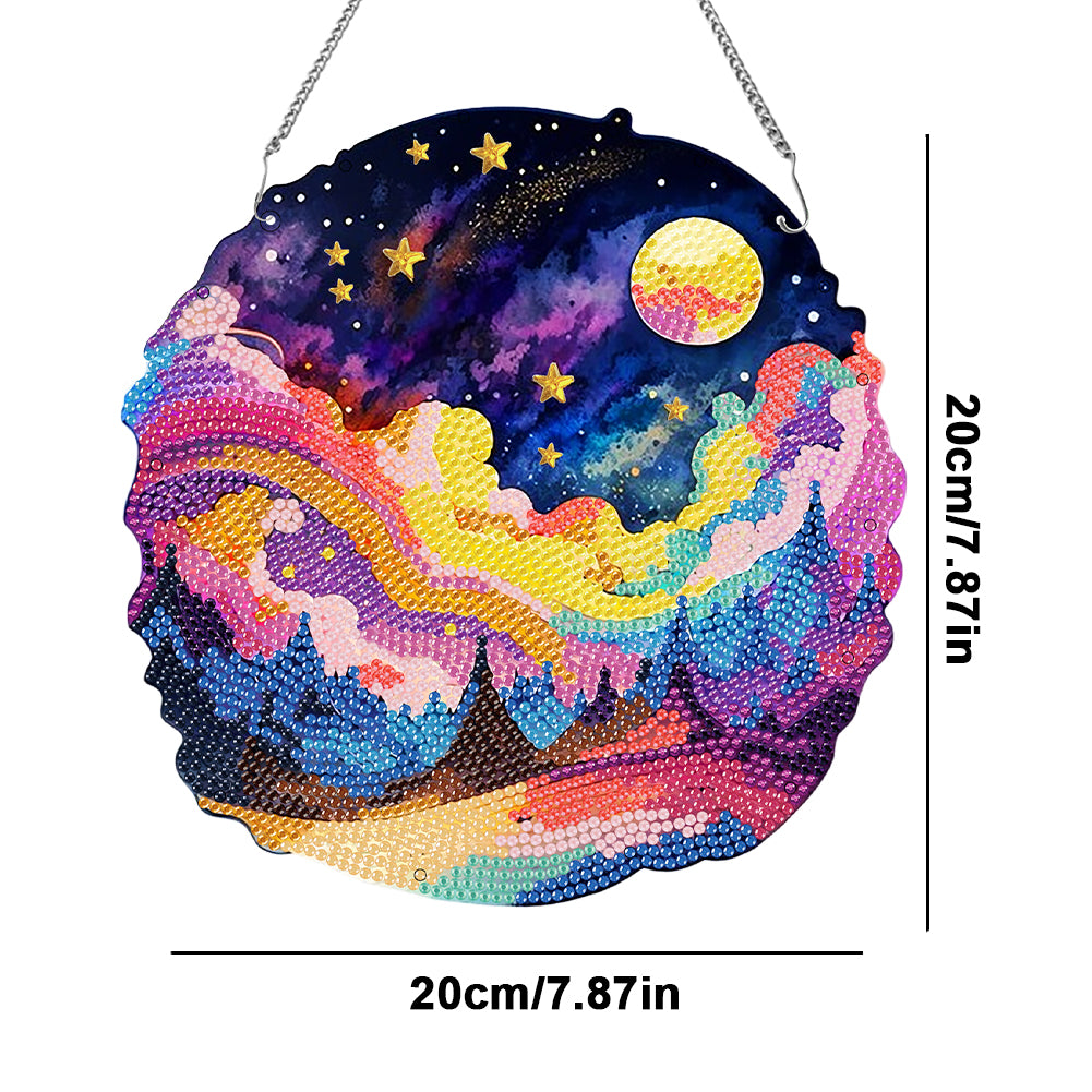 Acrylic Coloured Clouds Starry Sky Single-Sided Diamond Painting Hanging Pendant