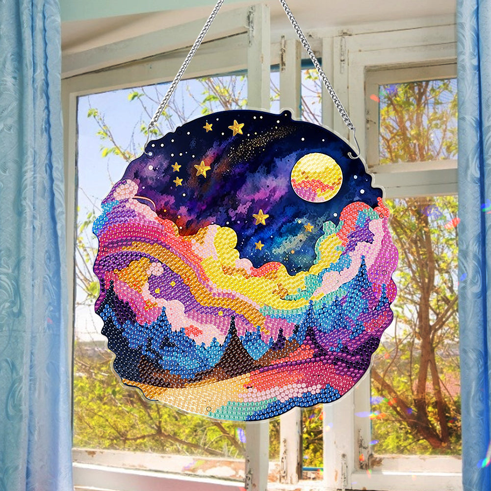 Acrylic Coloured Clouds Starry Sky Single-Sided Diamond Painting Hanging Pendant