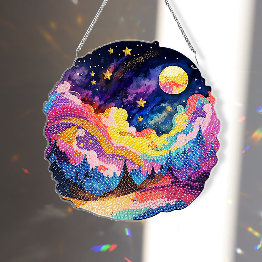 Acrylic Coloured Clouds Starry Sky Single-Sided Diamond Painting Hanging Pendant