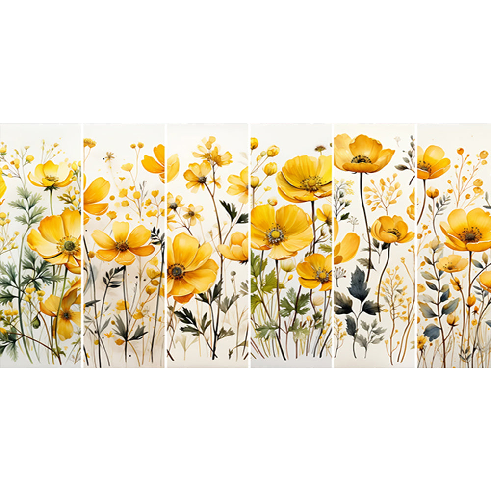 Yellow Wildflowers - Full Round Drill Diamond Painting 80*40CM