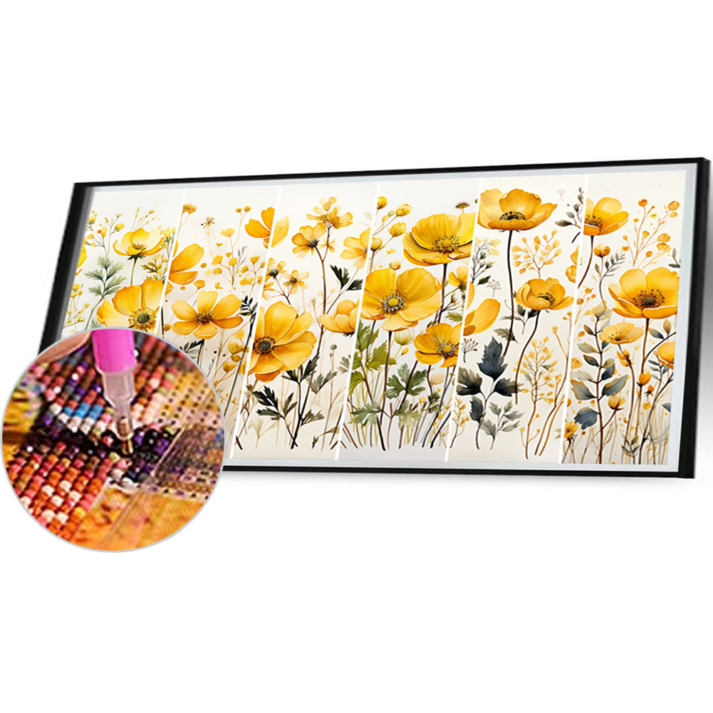 Yellow Wildflowers - Full Round Drill Diamond Painting 80*40CM