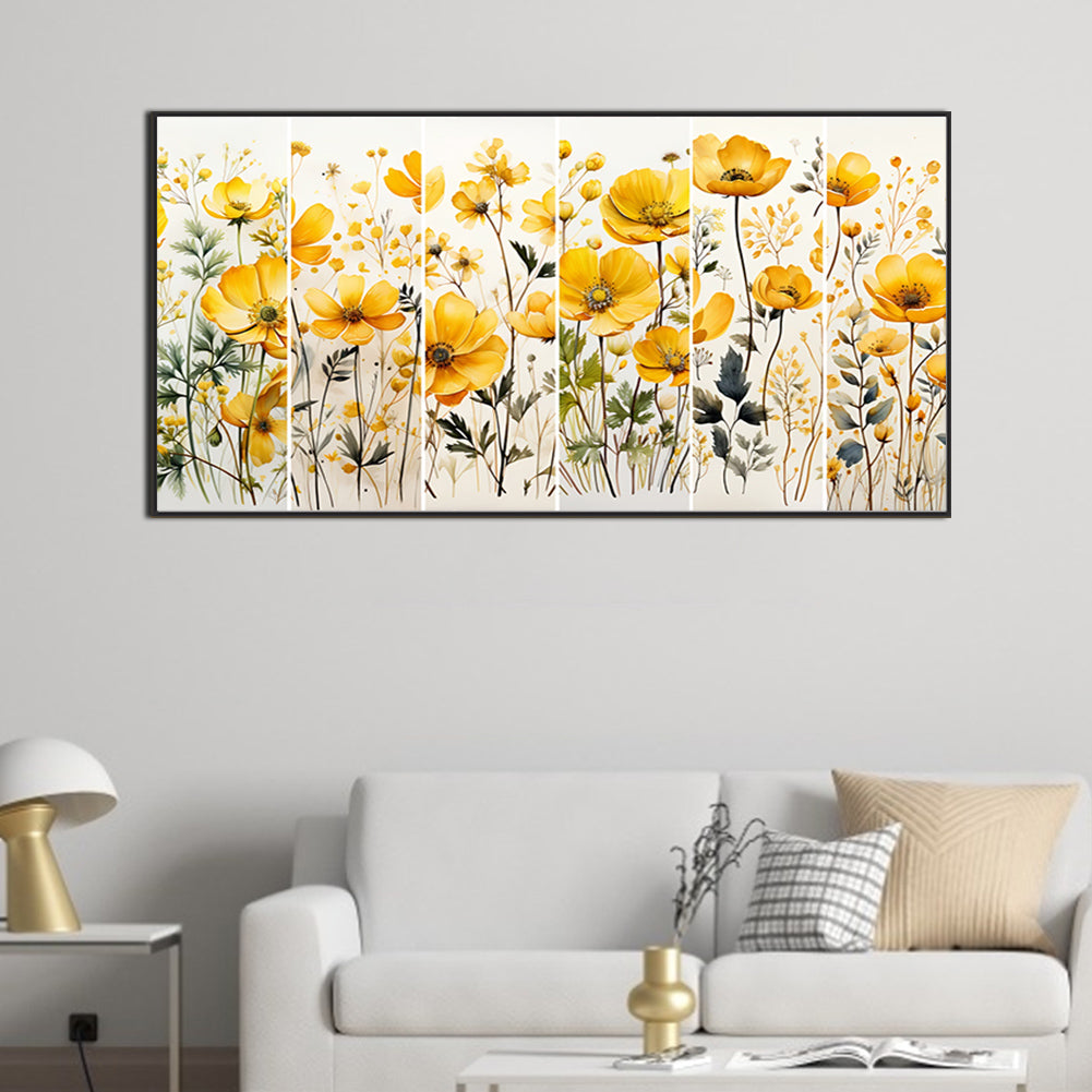 Yellow Wildflowers - Full Round Drill Diamond Painting 80*40CM