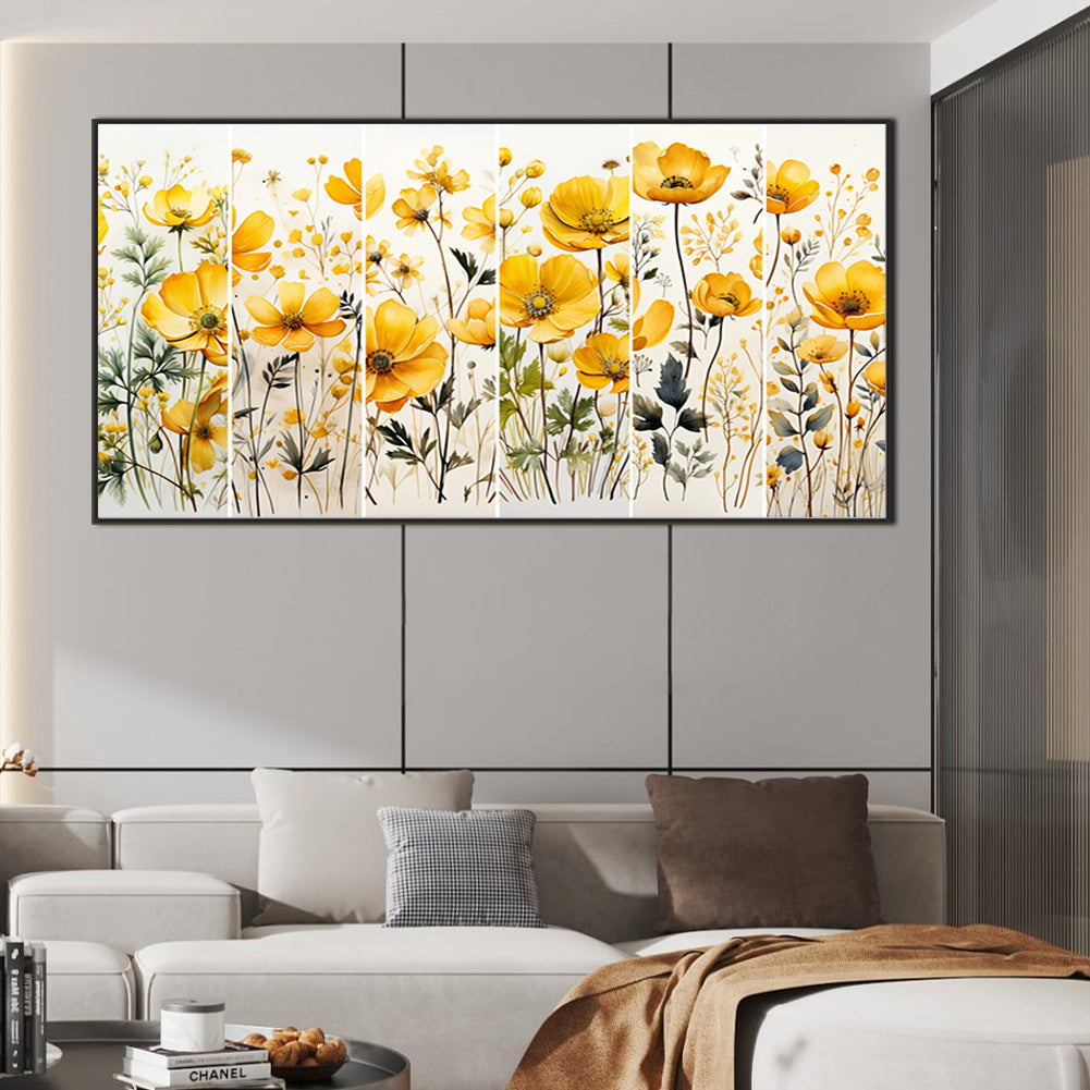 Yellow Wildflowers - Full Round Drill Diamond Painting 80*40CM