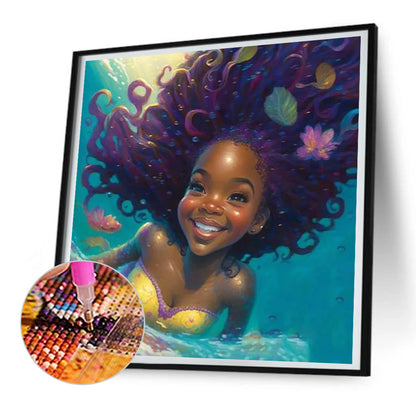 Black Girl - Full Round Drill Diamond Painting 30*30CM