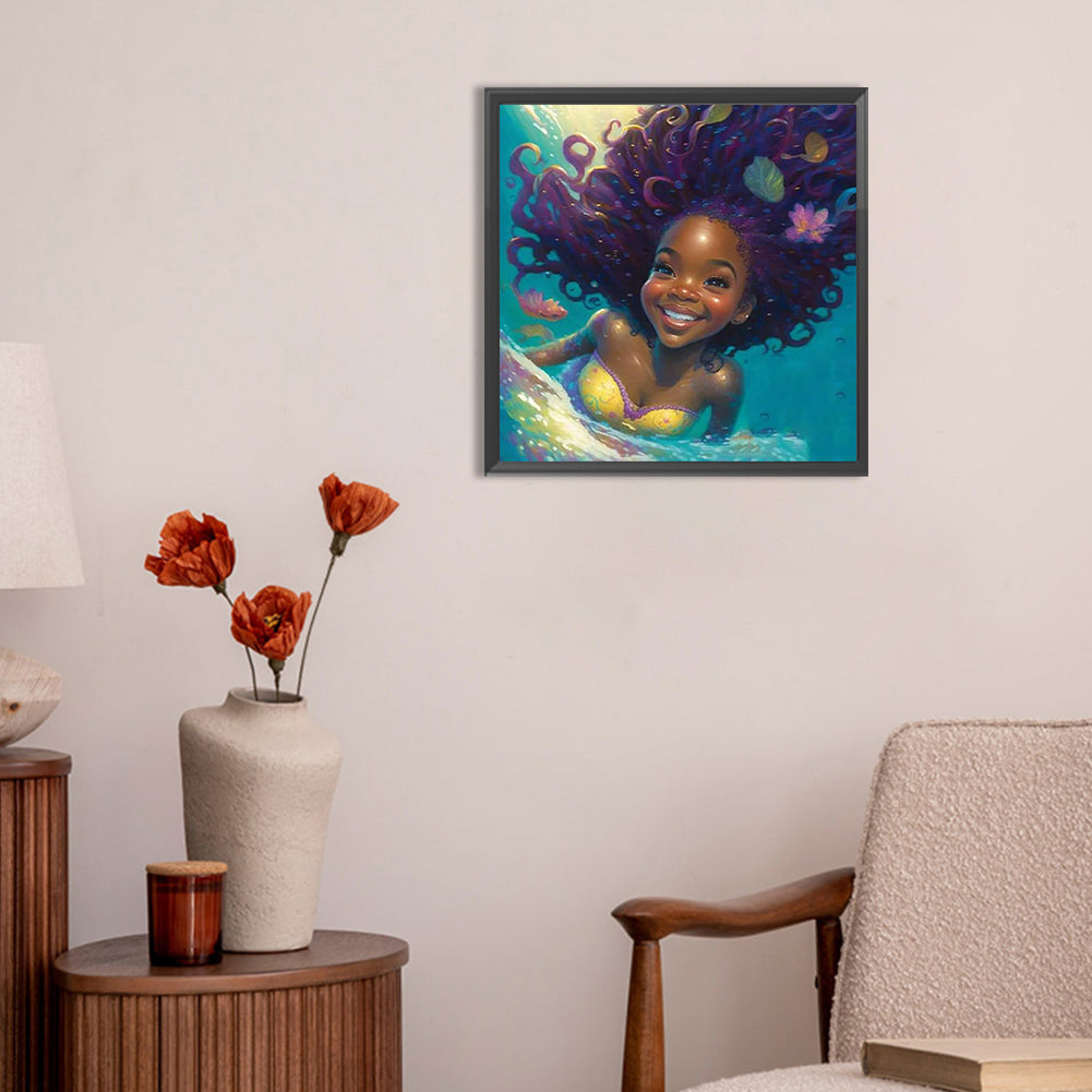 Black Girl - Full Round Drill Diamond Painting 30*30CM