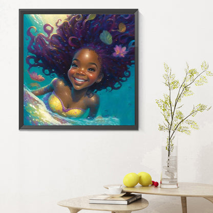 Black Girl - Full Round Drill Diamond Painting 30*30CM