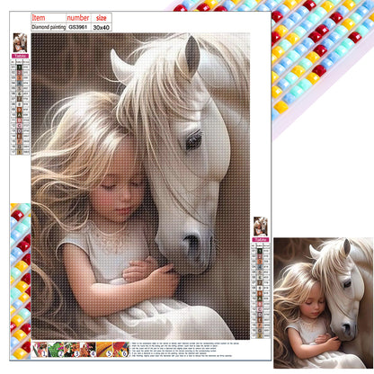 Cute Pet And Little Girl - Full Square Drill Diamond Painting 30*40CM