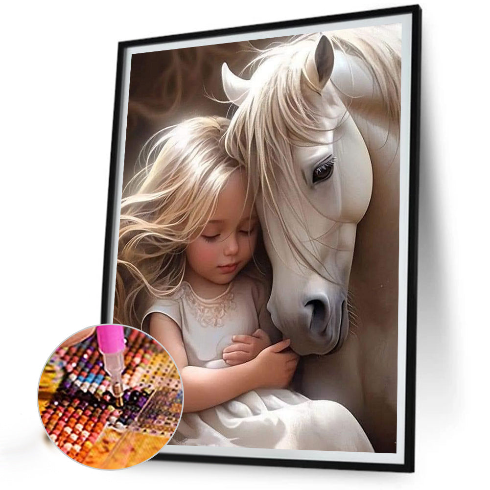 Cute Pet And Little Girl - Full Square Drill Diamond Painting 30*40CM