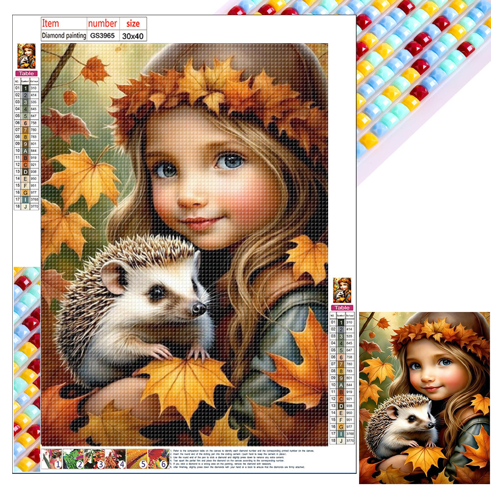 Cute Pet And Little Girl - Full Square Drill Diamond Painting 30*40CM