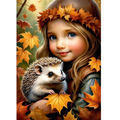 Cute Pet And Little Girl - Full Square Drill Diamond Painting 30*40CM