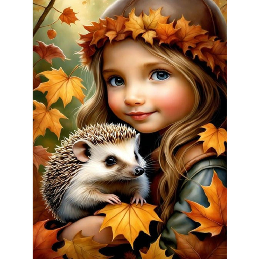 Cute Pet And Little Girl - Full Square Drill Diamond Painting 30*40CM