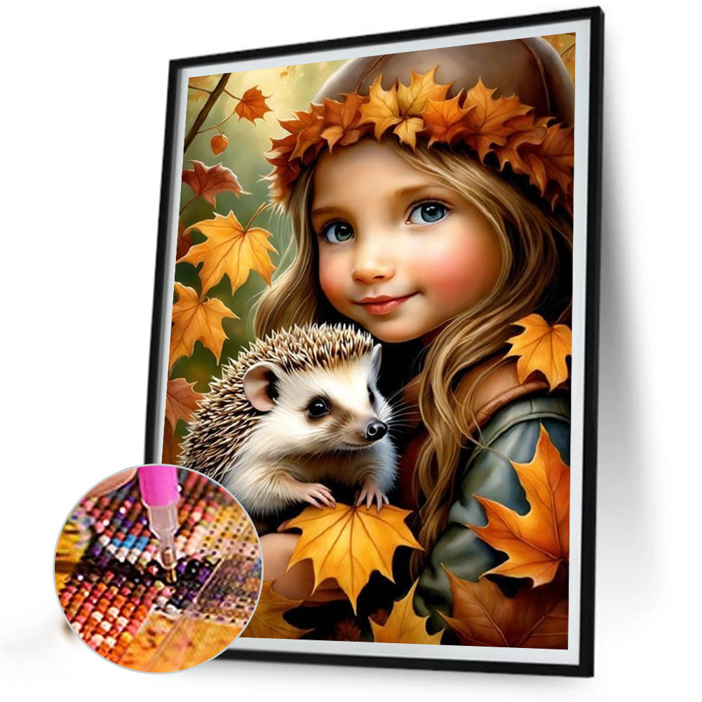 Cute Pet And Little Girl - Full Square Drill Diamond Painting 30*40CM