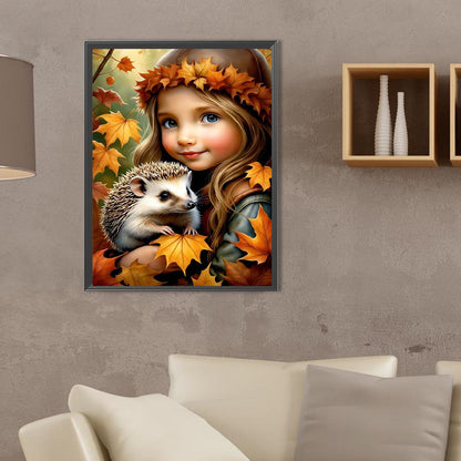 Cute Pet And Little Girl - Full Square Drill Diamond Painting 30*40CM