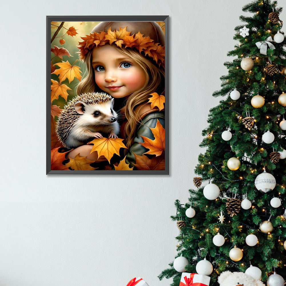 Cute Pet And Little Girl - Full Square Drill Diamond Painting 30*40CM