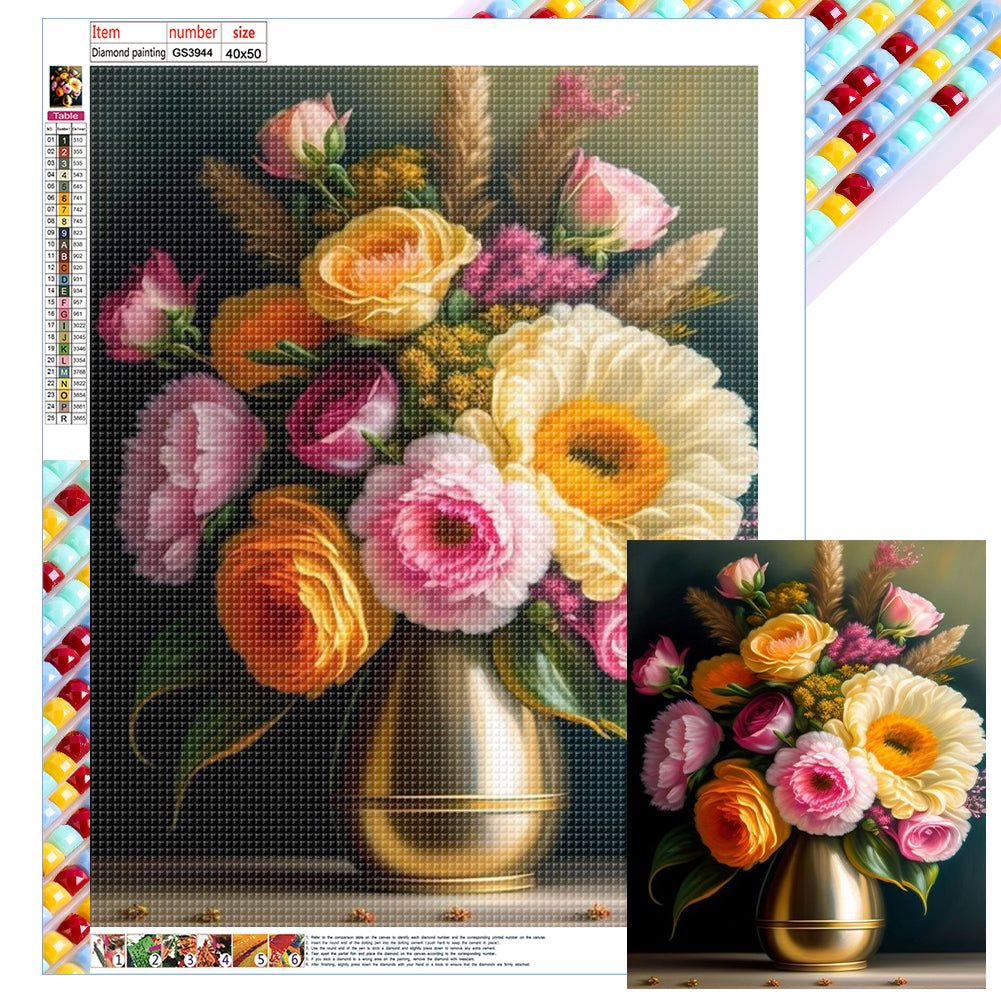 Vase Bouquet - Full Square Drill Diamond Painting 40*50CM