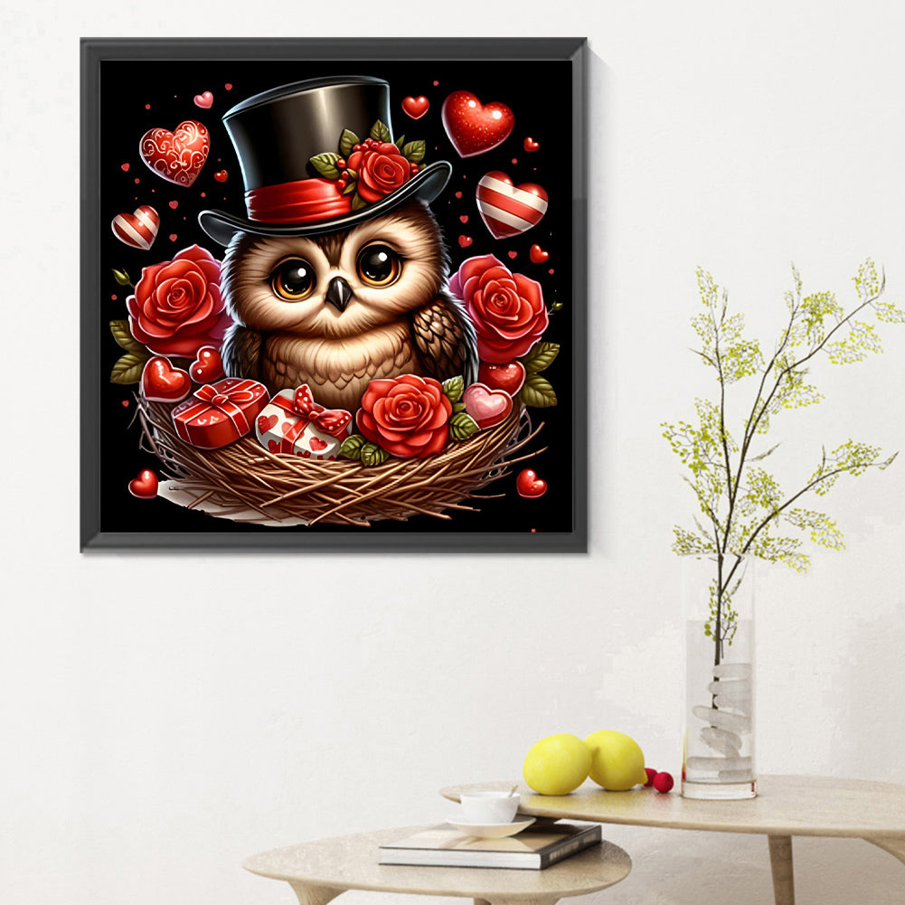 Valentine Love Owl - Full Round Drill Diamond Painting 30*30CM