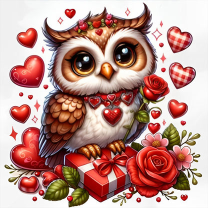 Valentine Love Owl - Full Round Drill Diamond Painting 30*30CM