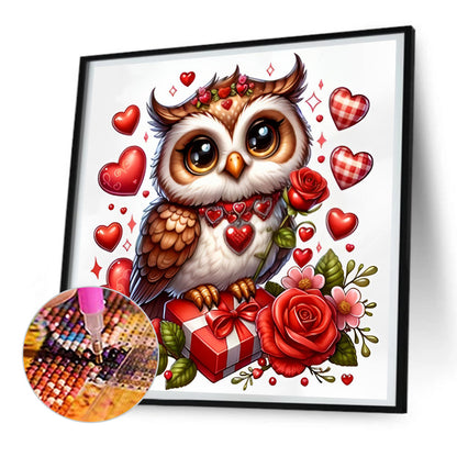 Valentine Love Owl - Full Round Drill Diamond Painting 30*30CM