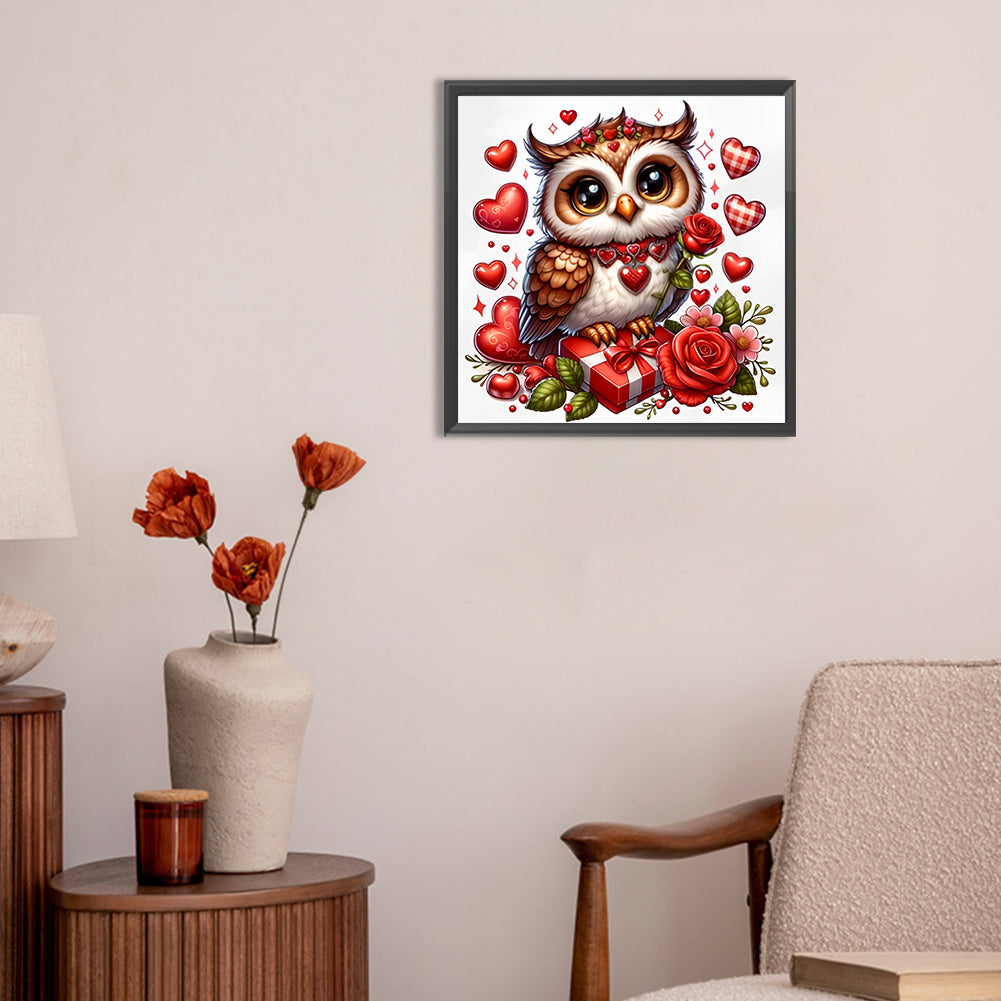 Valentine Love Owl - Full Round Drill Diamond Painting 30*30CM