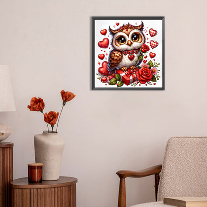 Valentine Love Owl - Full Round Drill Diamond Painting 30*30CM