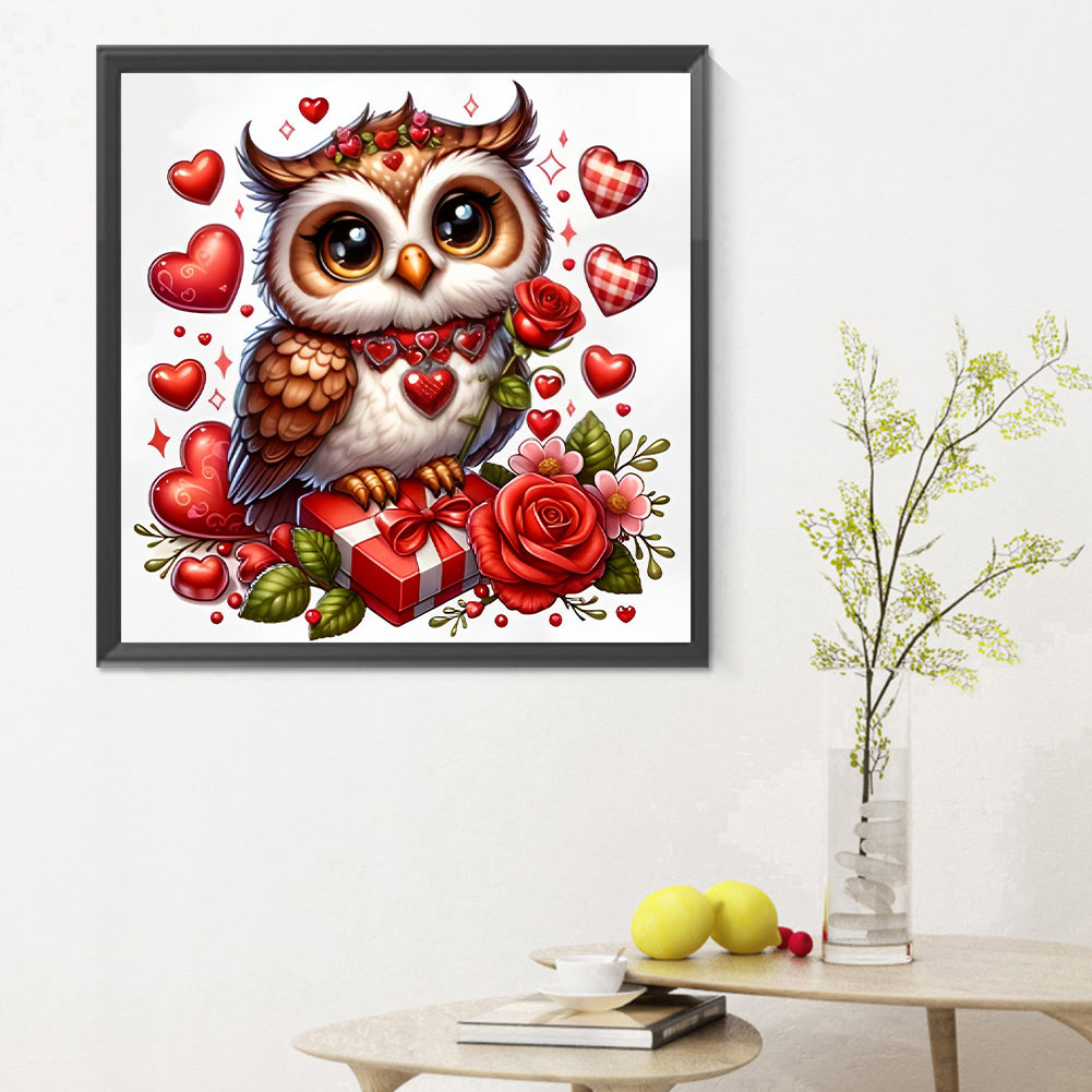 Valentine Love Owl - Full Round Drill Diamond Painting 30*30CM