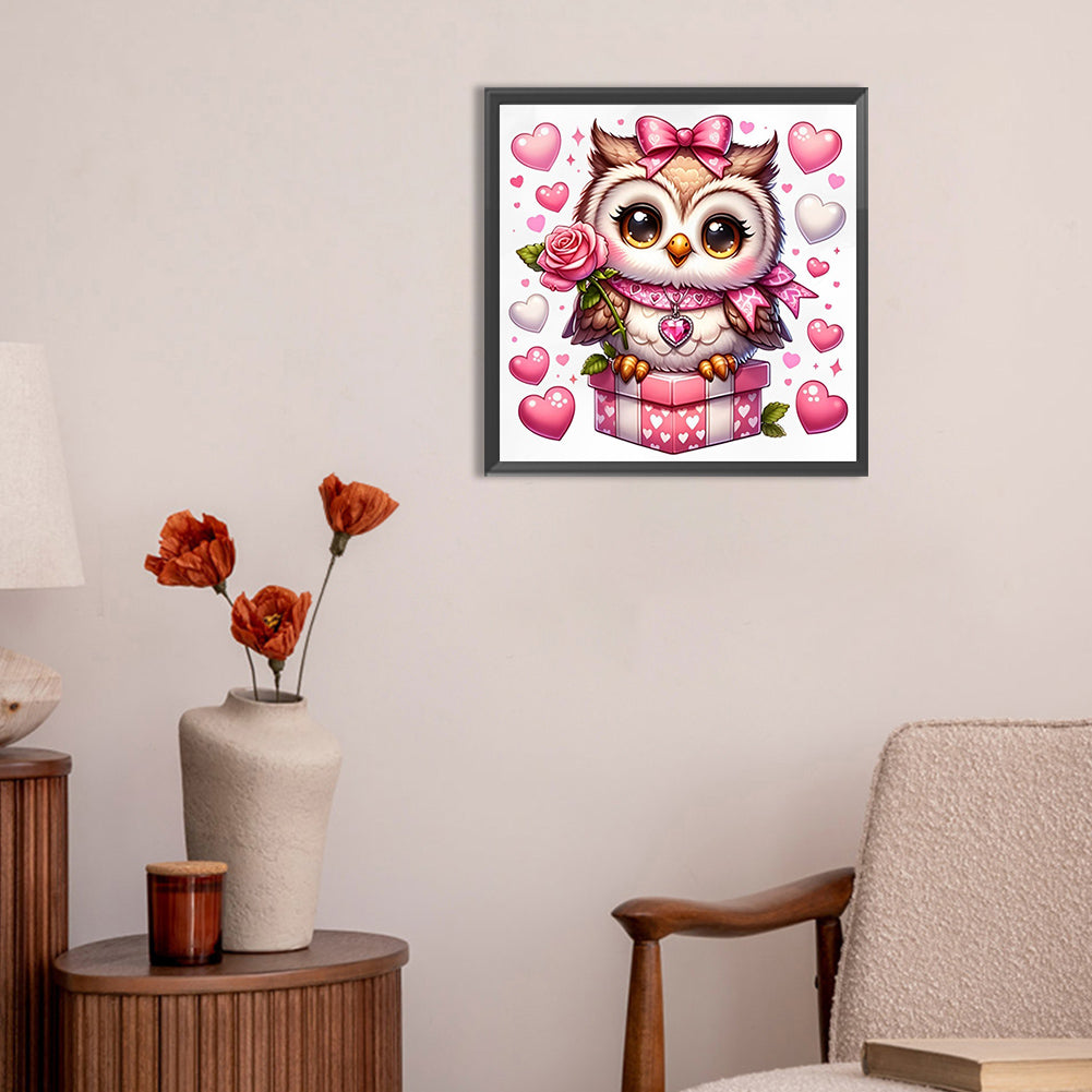 Valentine Love Owl - Full Round Drill Diamond Painting 30*30CM