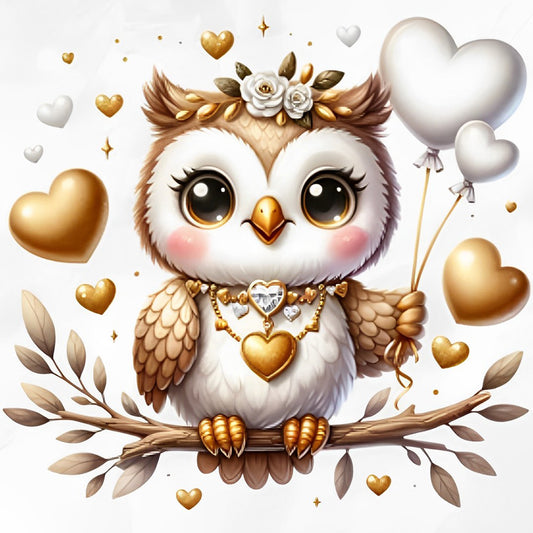 Valentine Love Owl - Full Round Drill Diamond Painting 30*30CM