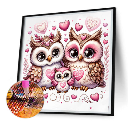 Valentine Love Owl - Full Round Drill Diamond Painting 30*30CM
