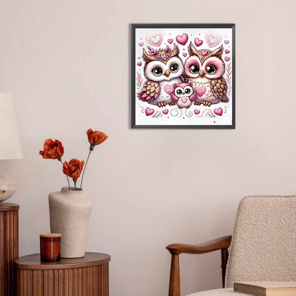 Valentine Love Owl - Full Round Drill Diamond Painting 30*30CM