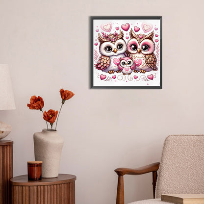 Valentine Love Owl - Full Round Drill Diamond Painting 30*30CM