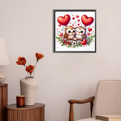 Valentine Love Owl - Full Round Drill Diamond Painting 30*30CM